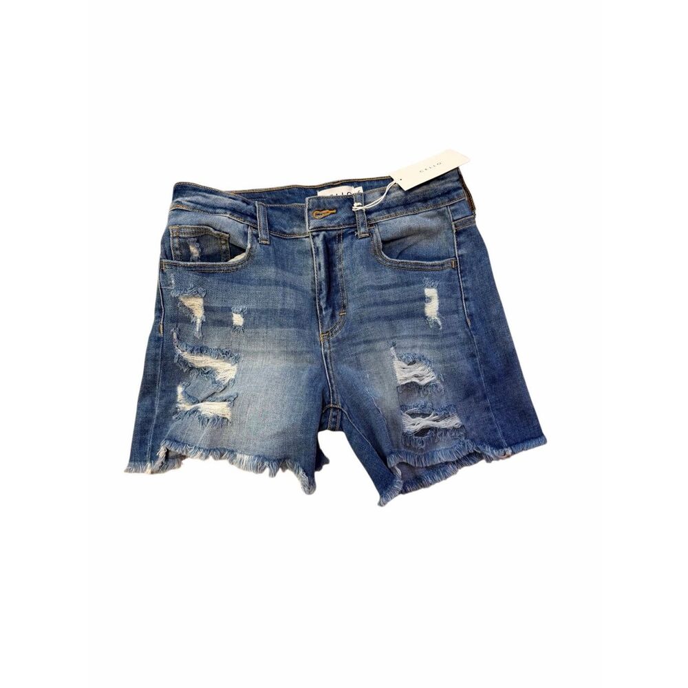 Brand New Cello Women's Size Small Swanky Chic Distressed Hem Blue Jean Shorts